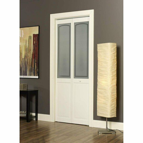 Parche 32 x 80 in. Half Glass Litho Bifold Door, Unfinished Pine PA3038152